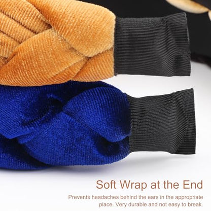 DRESHOW Braided Headbands for Women Velvet Hair Hoop Elastic Criss Cross Hair Bands Accessories - color: 01 Pc Velvet Braided: Sapphire Blue