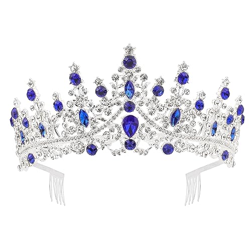COCIDE Blue Crystal Tiaras and Crowns for Women Princess Queen Crowns for Women Rhinestone Tiaras for Girls Bride Wedding Hair Accessories for Bridal Birthday Party Prom Halloween Cosplay Christmas - color: T8,Silver+Blue