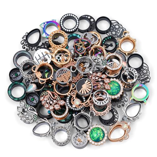 TBOSEN 10 Pairs Stainless Steel | Wood Random Colors Ear Gauges Tunnels Plugs Body Piercing Lucky Bag 2g-1 inch - color: Metal A, size: 19 mm