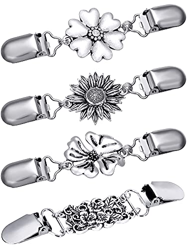 Jetec 4 Pieces Vintage Sweater Shawl Clips Retro Cardigan Collar Dress Shirt Brooch Clips for Women Wearing, 4 Styles - style: Exquisite Style