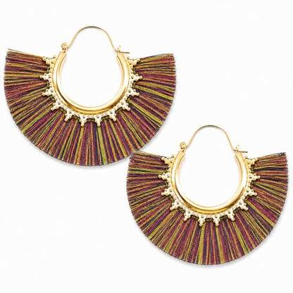 Tassel Hoop Earring Statement Thread Dangle Earrings Stylish Long Fringe Drop Earrings Lightweight Long Swingy French Hook Earrings for Women - color: B Colorful