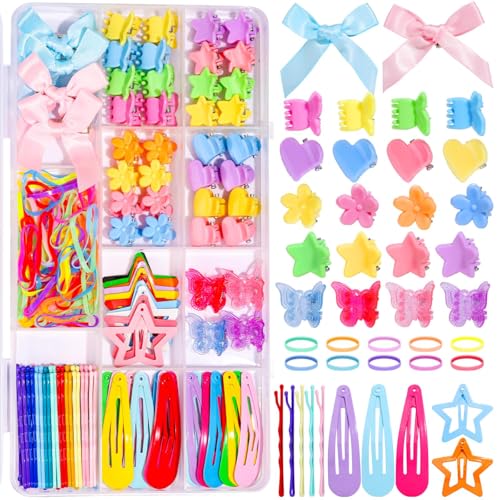 Teenitor Hair Accessories for Girls 193pcs Hair Clips for Girls Toddler Hair Accessories, Mini Girls Hair Clips, Small Claw Clips Bobby Pins and Hair Ties