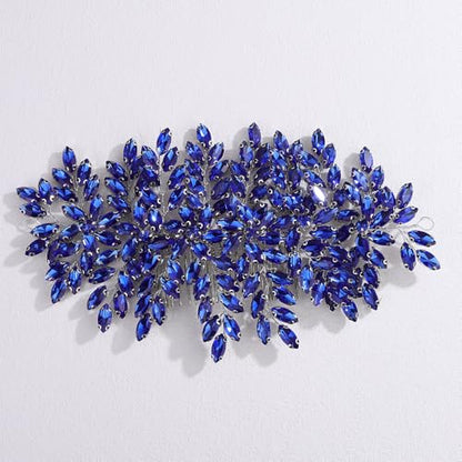 Bridal Rhinestone Hair Comb Large Rhienstone Wedding Headpiece Handmade Crystal Hair Comb for Bride Wedding Hair Accessories for Women (blue) - color: blue