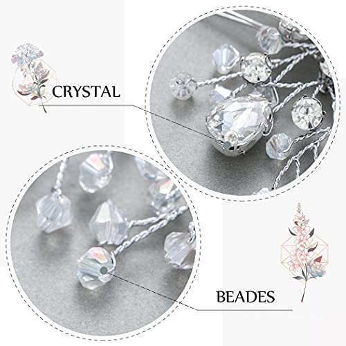 Asooll Crystal Hair Comb Silver Wedding Hair Accessories Bride Rhinestone Hair Pieces for Women