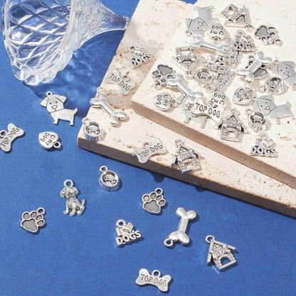 LiQunSweet 50 Pcs 10 Styles Lovely Dog Animal Charms Pet Dog Charm for Bracelet DIY Craftings Jewelry Making - color: Dog Animal Pet Charm_10 Styles
