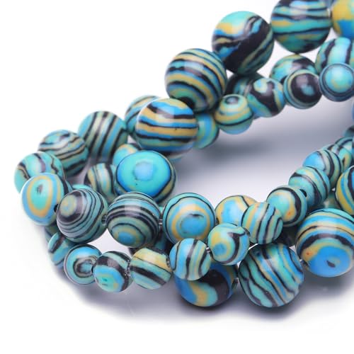 8mm Natural Stone Beads for Jewelry Making,Blue Malachite Polished Smooth Round Gemstone Beads for Bracelet Necklace 15 Inch - color: Blue Malachite, size: 8mm