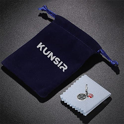 KUNSIR Charms Beads fits Pandora Charm bracelets for Woman 925 Sterling Silver Dangle Pendant Bead Jewelry Beads Gifts Happy Birthday Charms for Women Bracelet&Necklace - style: Four-Leaf Clover and Ladybug Charm