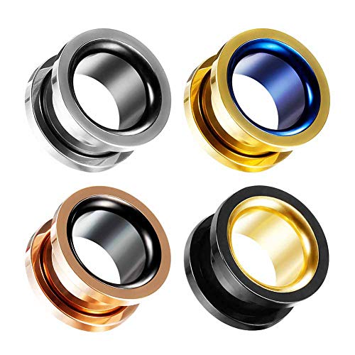 Ear Gauges Screw Surgical Steel Plugs, Flesh Stretchers Earrings, Size 2g to 30mm Colorful Tunnels. - color: S8288G, size: 6mm