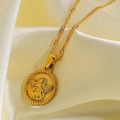 Unisex Celestial Gold Pendant Necklaces, Sun/Moon/Star/Angle Celestial Elements Unisex Choker Gold Lover Chains for Men and Women Jewelry - color: Gold Chain - Angle