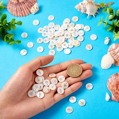 Craftdady 104pcs Flat Round Shell Letter Alphabet Pendants Freshwater Shell with A-Z Initial Capital Letter Circle Charms 11.5mm for DIY Name Bracelets Necklaces Earrings Making - color: Golden Letter