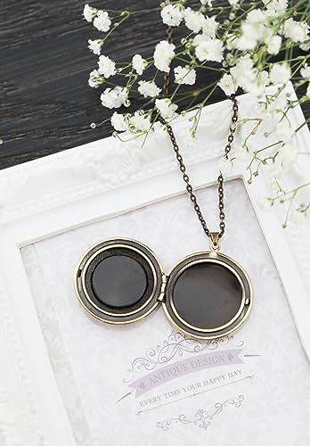 Handmade Oval Shaped Photo Locket with dried Pressed Flowers Locket pendant Necklace - style: Round Blue Forget Me Not