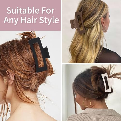 6 PCS 5 Inch Extra Large Claw Clips, Big Hair Clips for Thick Long Curly Hair, Durable Matte Strong Hold Hair Claw Clips, Non-slip Square Hair Clips for Women - color: Olive Green