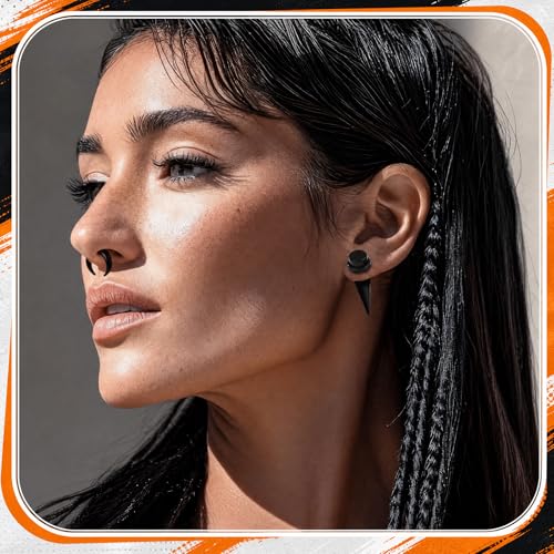 JieyueJewelry 50/54 Pcs Ear Stretching Kit 14G-00G | Acrylic Tapers & Plugs with Silicone Tunnels, Ear Gauges Expander Set Body Piercing Jewelry for Women and Men - color: Black
