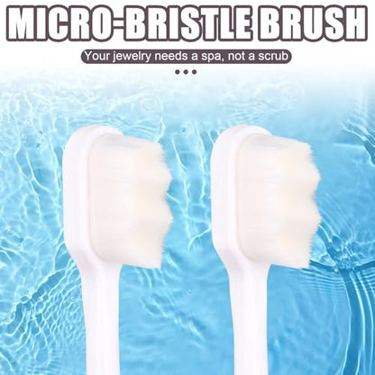 Jewelry Cleaning Kit, Include 2pcs Double Sided Polishing Cloth & 2pcs Soft Cleaner Brush for All Jewelry Diamond Gold Sterling Silver Earring Ring