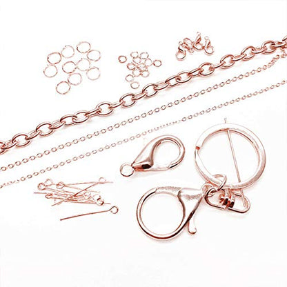 EuTengHao 1504pcs Open Jump Ring and Lobster Clasps Jewelry Repair Tools Jewelry Making Supplies Kit with Jewelry Making Accessories for Necklace Making Repair (Rose Gold) - color: Rose Gold