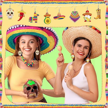 8Pair Cinco De Mayo Acrylic Earring for Women Mexican Fiesta Jewelry | Mexican Carnivals Dangle Earrings, Cinco De Mayo Jewelry Gifts Party Accessories, Lightweight Acrylic, Double Side - style: Cinco De Mayo Mexican