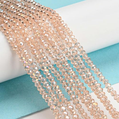 1110pcs Faceted Rondelle Glass Seed Beads 3x2mm Mini Crystal Loose Spacer Beads for DIY Friendship Bracelet Necklace Beading Craft Jewelry Making Ornament, Pink - color: Pink