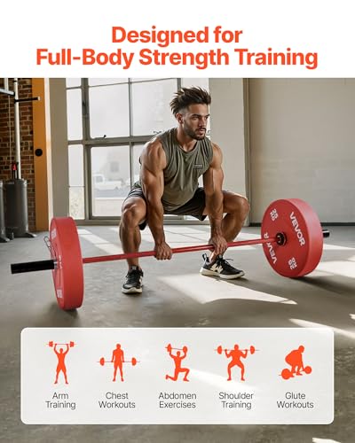 VEVOR 7FT/6FT/4FT Olympic Barbell Bar, Fits 2-Inch Weight Plates, Barbell Bar with Knurled Grip for Strength Training, Weightlifting, Squat, Deadlift, Bench Press, Curl, Overhead Press, 500lbs/700lbs/1000lbs Capacity - size: 6FT, 700LBS