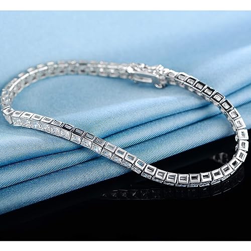 MDFUN 18K White Gold Plated Tennis Bracelet Stud Earrings Jewelry Set for Women and Men - style: 2 Pcs - Bracelet/Earrings