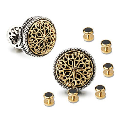 Cuff Links Mens, Cufflinks for Men, Men's Cuff Links for Wedding, Business, Father's Day, Gift for Men, 18K Gold Plated with Luxury Wooden Gift Box - style: Gold