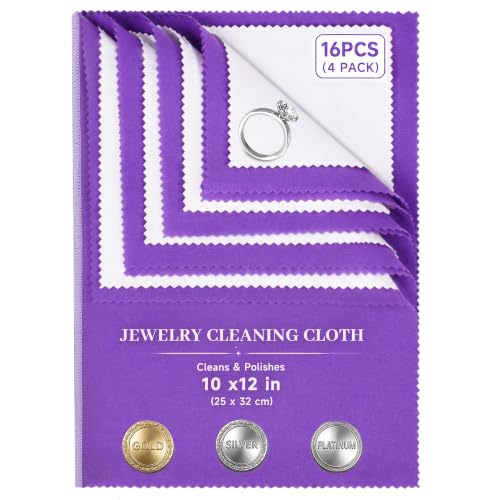 Bonison 4 Pack Large Silver Polishing Cloth – 10"x12" Jewelry Cleaning Cloth & Multi-Layer Jewelry Polishing Cloth for Silver, Gold, Diamond, Platinum, Coins, Watches, Gemstones (Purple) - color: Set of 4 Cloths (Purple)