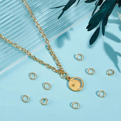 Beebeecraft 1 Box 30Pcs Locking Jump Rings 18K Gold Plated OD 7.5mm ID 5mm Split Round Open Jump Ring Connector Links for Jewelry Making DIY Crafts Necklace Bracelet Keychain - color: Gold