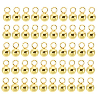 PATIKIL 50pcs Steel Bead Charm, Stainless Steel Ball Bracelet Charm Pendants Metal Round Beads Small Bulk for Jewelry Making - color: Gold Tone, size: 4mm