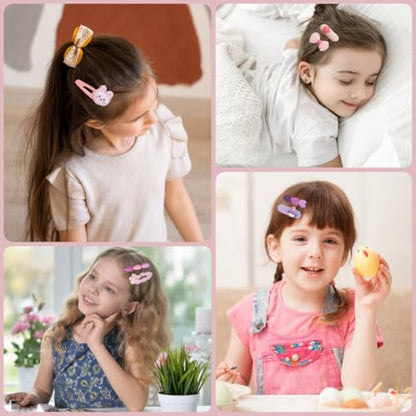 56 pcs Girl Hair Clips Cute Clips for Toddler Girls Hair Accessories for Kids Rabbit/Flower/Bow Colorful Patterns