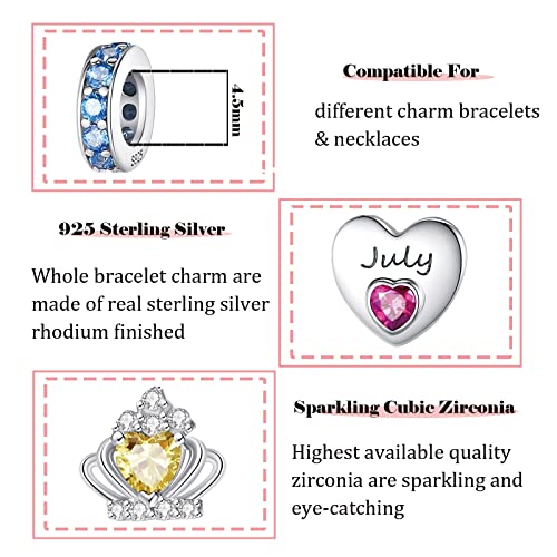 Birthstone Charms for Charms Bracelet: 925 Sterling Silver Heart Dangle Charms for Bracelets and Necklaces, Birthday Mother's Day Christmas Gifts For Women. - color: November