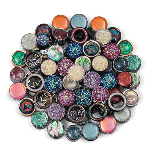 TBOSEN 10 Pairs Stainless Steel | Wood Random Colors Ear Gauges Tunnels Plugs Body Piercing Lucky Bag 2g-1 inch - color: Metal B, size: 19 mm