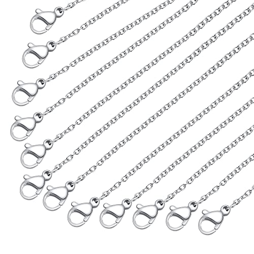 Stainless Steel Chain Bulk: LUCKYPADS Silver Chain Necklace Pack 1.5 mm Thin Chains 35 Pack Silver Cable Chains for Necklace Making (17 Inches) - color: 35 Pack Silver