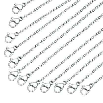 Stainless Steel Chain Bulk: LUCKYPADS Silver Chain Necklace Pack 1.5 mm Thin Chains 35 Pack Silver Cable Chains for Necklace Making (17 Inches) - color: 35 Pack Silver