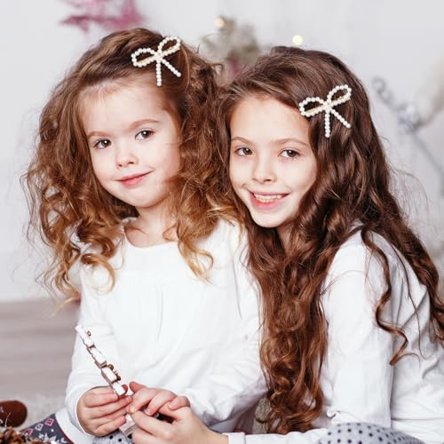 4Pcs Pearl Bow Hair Clips, Elegant Pearl Hair Accessories with Bow Design, Non-Slip Duckbill Clips for Women Girls, Perfect for Weddings, Proms, Parties, Daily Use