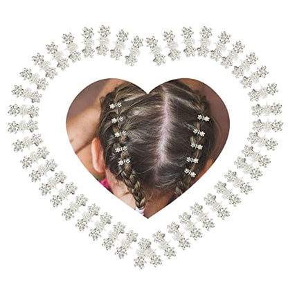 Mini Glitter Teeth Rhinestone Flower Hair Accessories - No-Slip Grip Metal Jaw Clamps in Mix Colors for Girls Women (Silver-White Crystal) - color: Silver-White Crystal