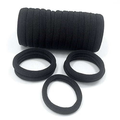 J-MEE Hair Bands 100PCS Seamless Cotton Ponytail Holders Scrunchies Hair Accessories for Thick Hair (black) - color: Black