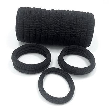 J-MEE Hair Bands 100PCS Seamless Cotton Ponytail Holders Scrunchies Hair Accessories for Thick Hair (black) - color: Black