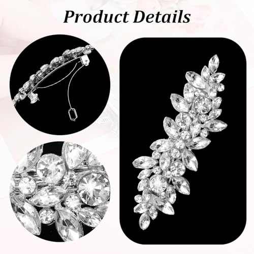 2Pcs Rhinestone Hair Pins for Women, Silver Bridal Barrettes | Vintage Wedding Hairpins, Silver, Sparkly Crystal Hair Clips for Bridal Brides Wedding - style: Rhinestones