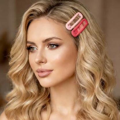 24 Pcs Rectangle Snap Hair Clips for Women Girls, 2.7 inch Large No Slip Matte Metal Hair Barrettes for Thick Thin Fine Hair - color: Grey/Sky Blue/Dark Blue/Green/Pink/Red