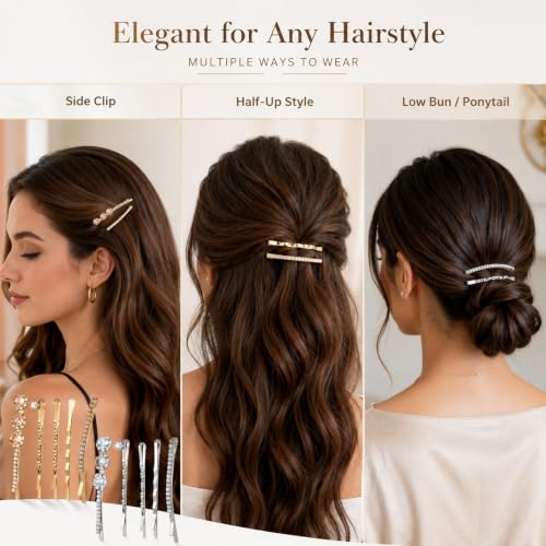 20 Pcs Decorative Bobby Pins Set Rhinestone Bobby Pins | Shiny Fancy Small Hair Clips,Diamond Crystal Hair Barrette,for Women Girls,Wedding,Prom,Party,BridalAccessories