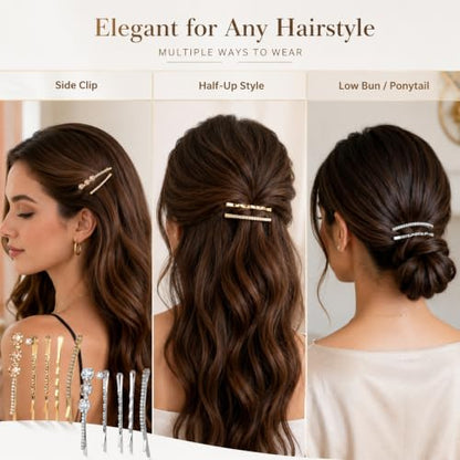 20 Pcs Decorative Bobby Pins Set Rhinestone Bobby Pins | Shiny Fancy Small Hair Clips,Diamond Crystal Hair Barrette,for Women Girls,Wedding,Prom,Party,BridalAccessories