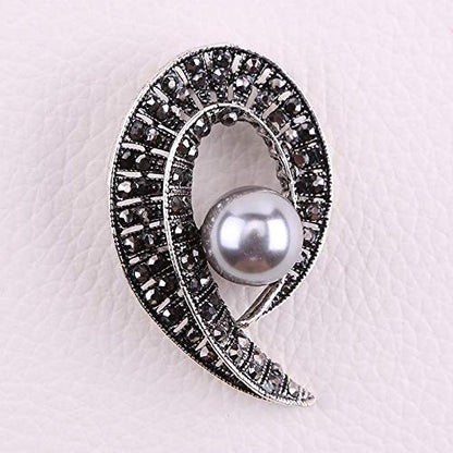 Brooch Pins for Women Girls Fashion Flower Crystal Rhinestone Pearl Jewelry - color: Color 3