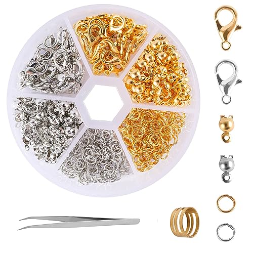 462 Pcs Lobster Claw Clasps with Jump Ring Opener and Tweezer | for Jewelry Making Kit,Lobster Clasp Set with Open Jump Rings Connectors,Bracelet Making Kit for Jewellery DIY Craft