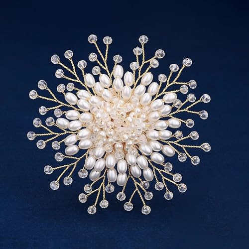Flower White Pearl Brooch Pin for Women | Striking Large Pearl Flower Beads Statement Costume Pin Graceful Wedding Anniversary Prom Jewelry Gifts - style: Pearl1