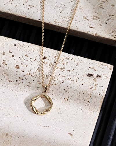 Infinity Circle Pendant Necklace Minimalist Eternal Mobius Silver Necklace Dainty Geometric Trendy Jewelry Gift for Women-Silver&14k Gold Plated - color: Golden