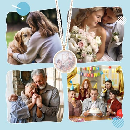 UNICRAFTALE 2Pcs Memory Locket Pendant Photo Living Memory Pendant Necklace Stainless Steel Floating Charm Glass Photo Frame Locket Pendants for Wedding Bouquet DIY Jewelry Making