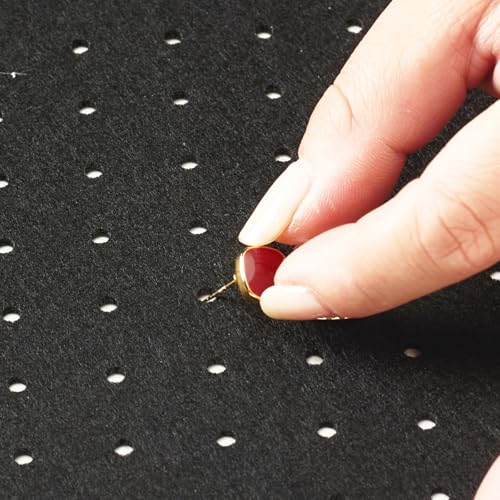 Black Wall Hanging Felt Jewelry Organizer - 5‑Panel 11.8×8 inch Black Display Board with Peg Holes Removable Panels for Earrings Necklaces - size: 11.8×8 inch