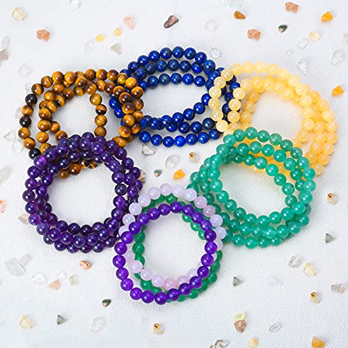 Bling Jewelry Unisex Stackable Set Of 3 Gemstone Round Bead 8MM Stretch Bracelet For Women Teen Men Multi Strand Stacking Adjustable - color: Beige Jasper