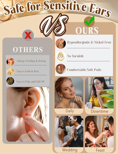 ORAZIO 4Pairs Clip On Earrings for Women Gold Silver Clip On Hoop Earrings Chunky Teardrop Clip Earrings Twist Round Clip On Stud Earrings No Piercing Fake Earrings Set - color: Gold Tone