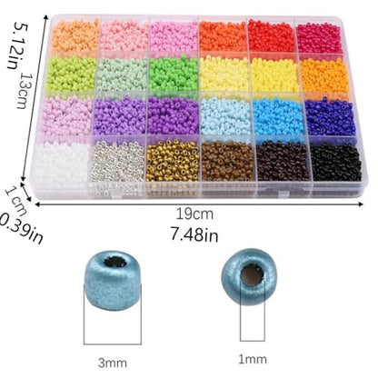 5200 Pcs 3mm Glass Seed Beads for Jewelry Bracelet Making Kit, Small Beads Friendship Bracelet Kit, DIY Art Craft Girls Gifts Mixed Colors - color: Mixed Colors