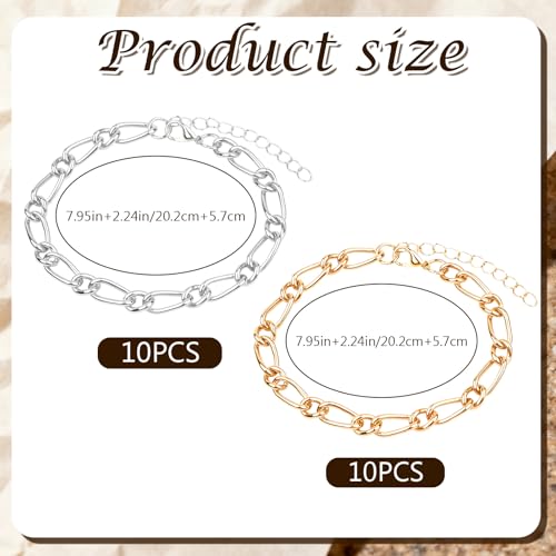 Sumalon 20 Pcs 18K Gold Plated Bracelet Chain Kit, Paperclip Alloy Link Fit Clip with Lock, Bracelet Charm for Women DIY Jewelry Making (Gold and Silver) - color: Gold and Silver